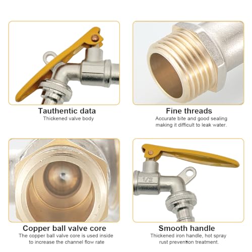 HASTHIP® Garden Faucet Full Copper Water Lockable Tap Long Handle Universal 1/2 Thread Outdoor Secure for Home Garden Commercial Use 2PCS HASTHIP® Garden Faucet Full Copper Water Lockable Tap Long Handle Universal 1/2 Thread Outdoor Secure for Home Garden Commercial Use 2PCS